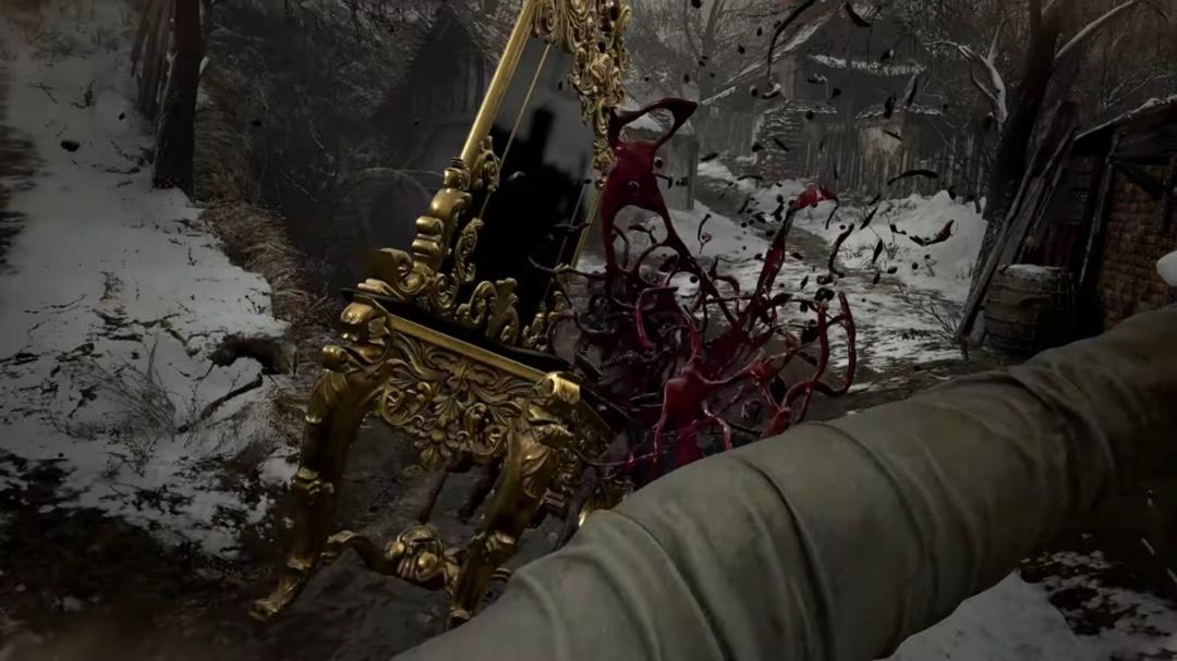 레지던트 이블 빌리지 용병 업데이트에서 레이디 디미트레스쿠로 가구를 던질 수 있습니다